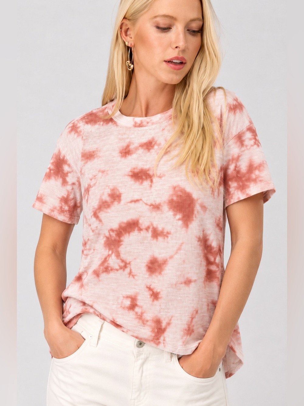 Z supply Women's Pink Tie-Dye Short Sleeve Top